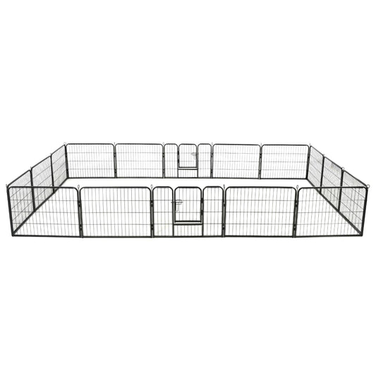 Ohrádka pro psy 16 panelů ocelová 60 x 80 cm černá