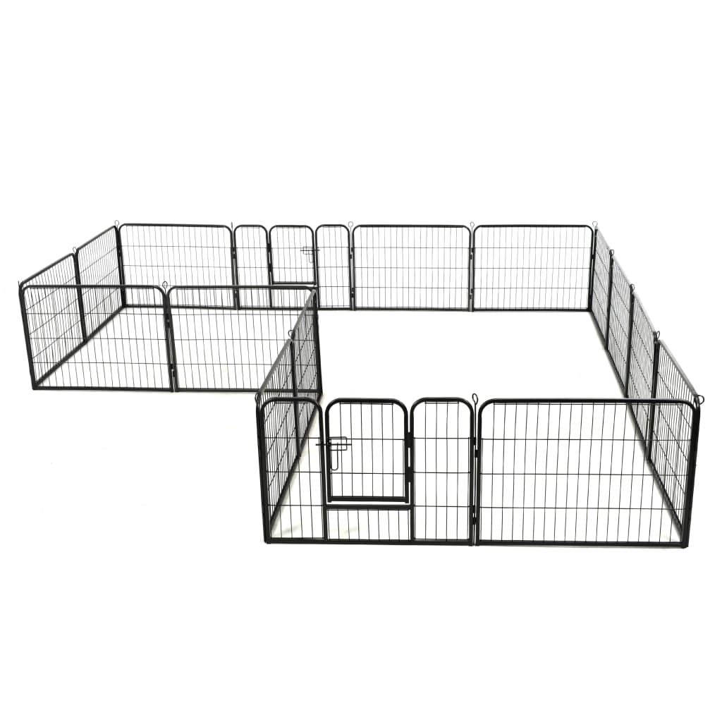 Ohrádka pro psy 16 panelů ocelová 60 x 80 cm černá