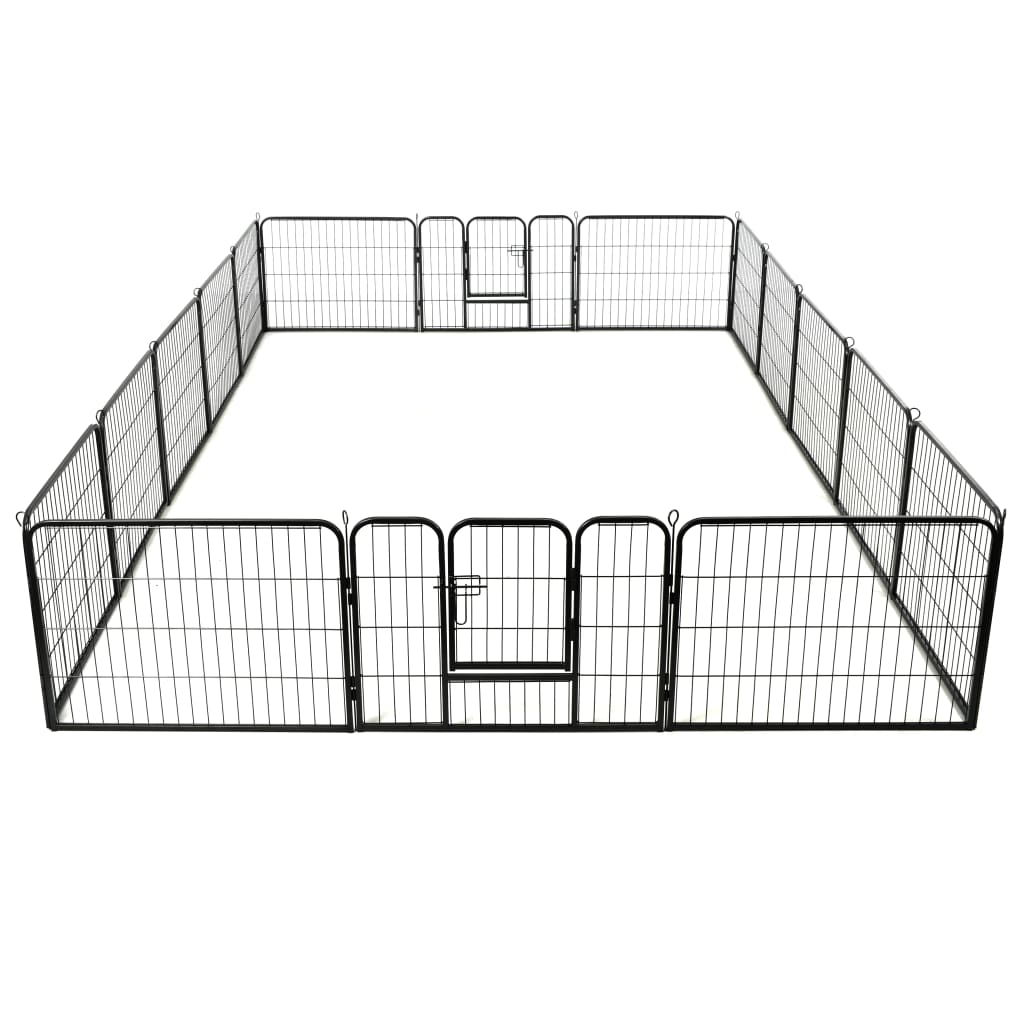 Ohrádka pro psy 16 panelů ocelová 60 x 80 cm černá