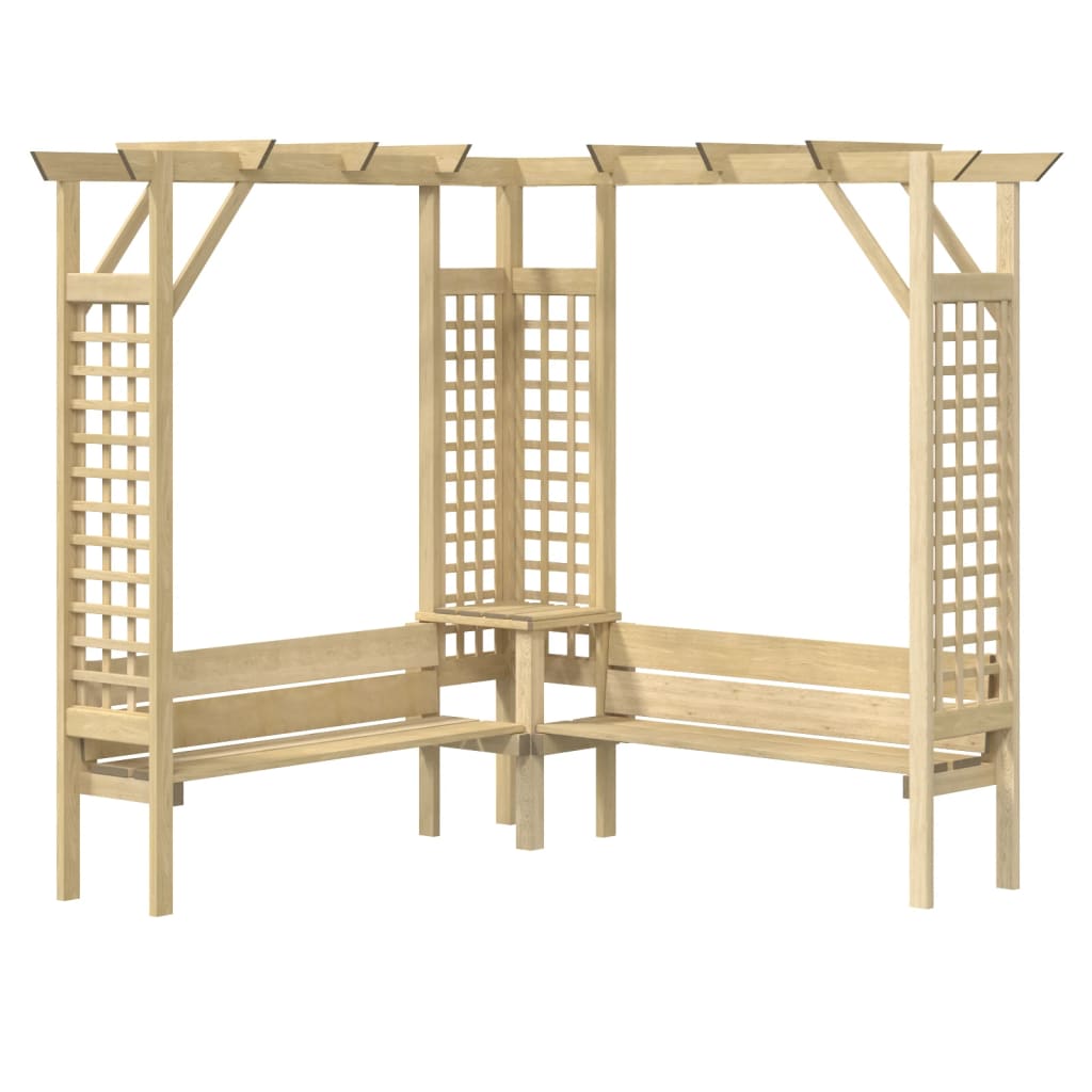 Rohová pergola s lavicí impregnovaná borovice