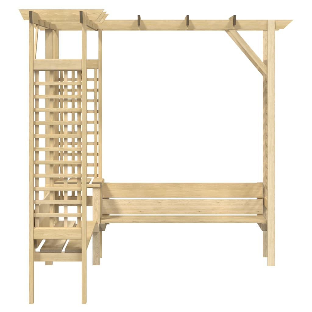 Rohová pergola s lavicí impregnovaná borovice