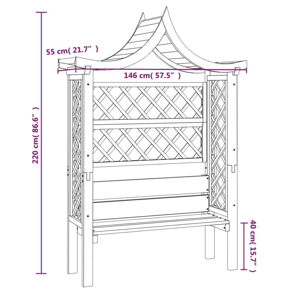 Zahradní pergola se stříškou a lavicí impregnovaná borovice