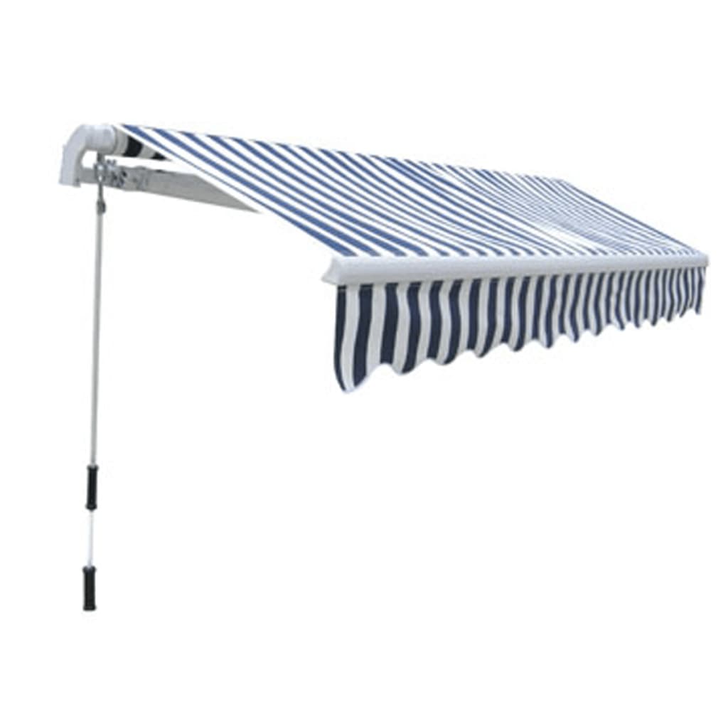Skládací markýza na ruční ovládání 300 cm modro-bílá