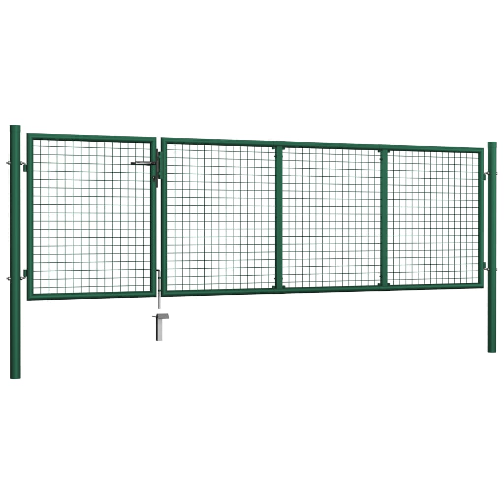 Zahradní plotová brána ocel 350 x 100 cm zelená