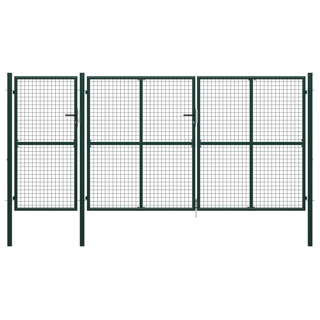 Zahradní brána ocel 400 x 150 cm zelená