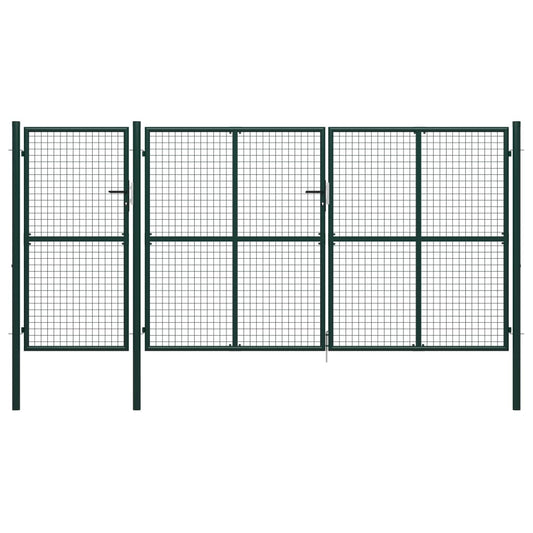 Zahradní brána ocel 400 x 150 cm zelená