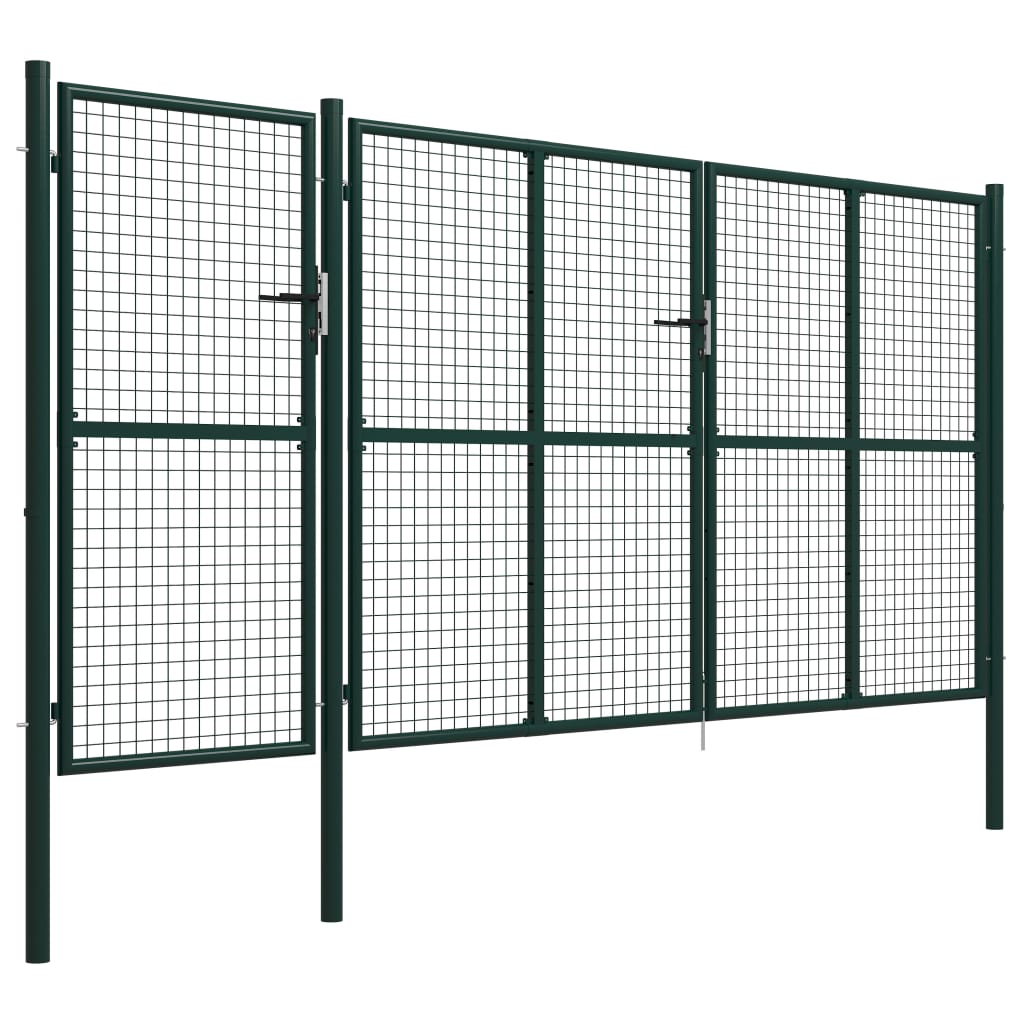 Zahradní brána ocel 400 x 150 cm zelená