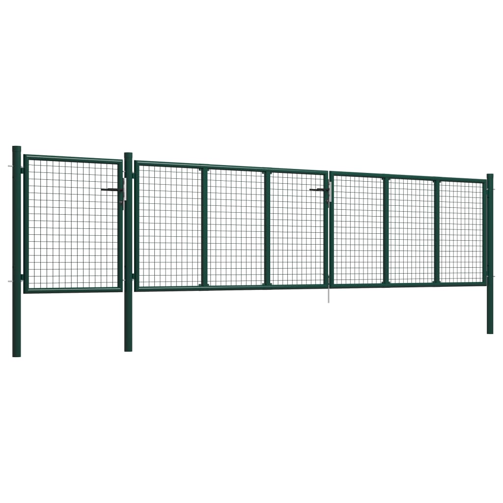 Zahradní brána ocel 500 x 100 cm zelená