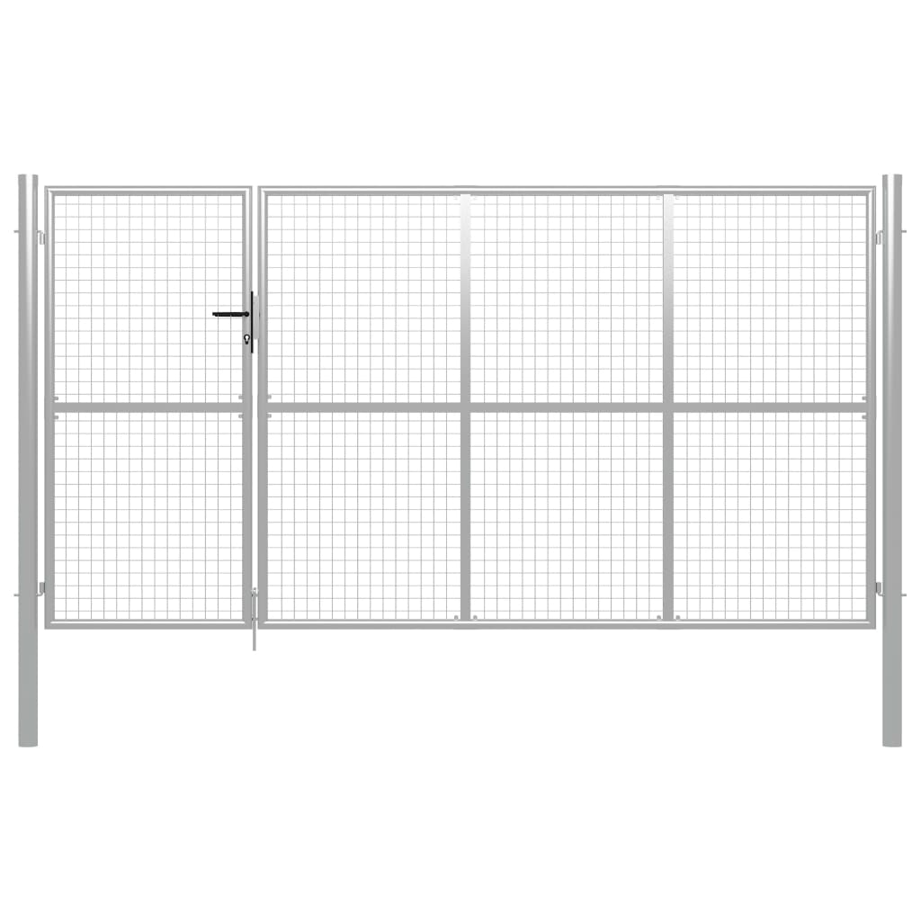 Zahradní plotová brána ocel 350 x 150 cm stříbrná