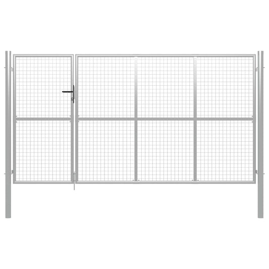 Zahradní plotová brána ocel 350 x 150 cm stříbrná