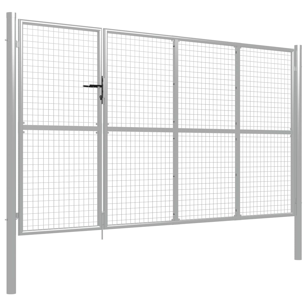 Zahradní plotová brána ocel 350 x 150 cm stříbrná