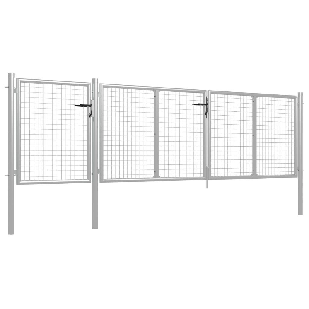 Zahradní brána ocel 400 x 100 cm stříbrná