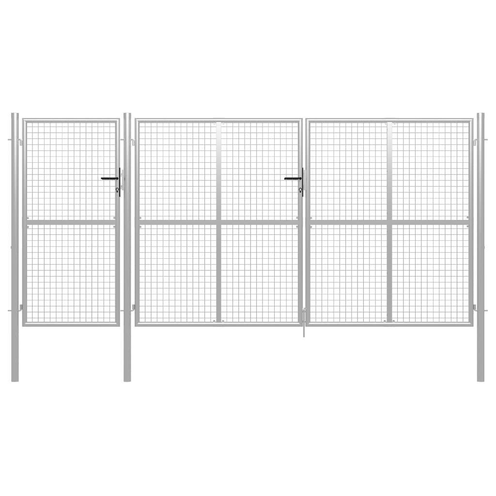 Zahradní brána ocel 400 x 150 cm stříbrná
