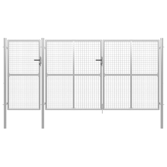 Zahradní brána ocel 400 x 150 cm stříbrná