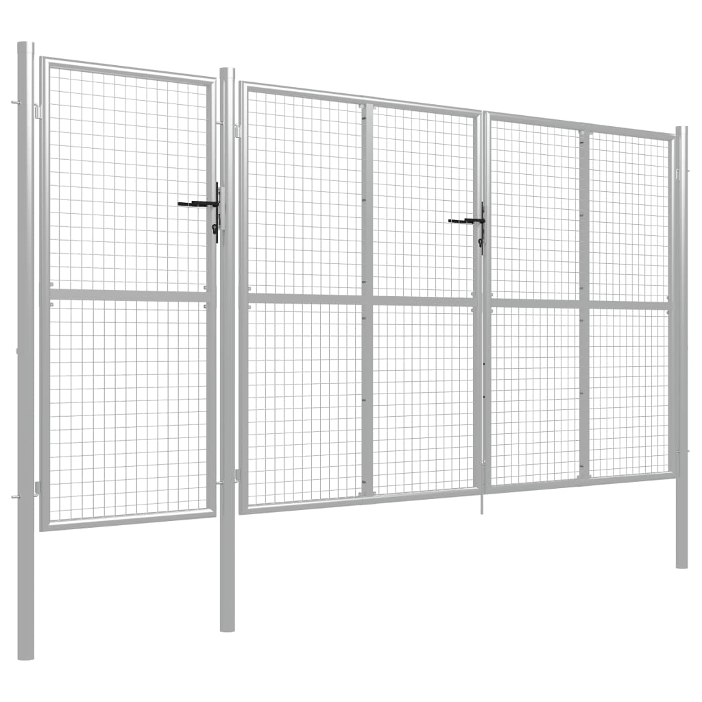 Zahradní brána ocel 400 x 150 cm stříbrná