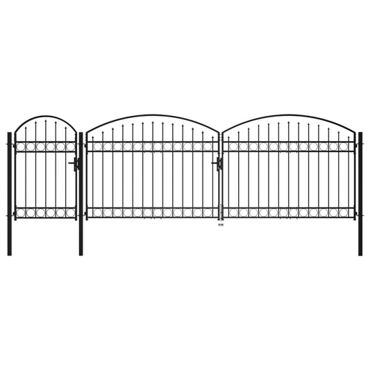 Zahradní plotová branka s obloukem ocelová 1,75 x 5 m černá