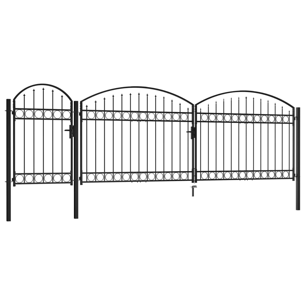 Zahradní plotová branka s obloukem ocelová 1,75 x 5 m černá