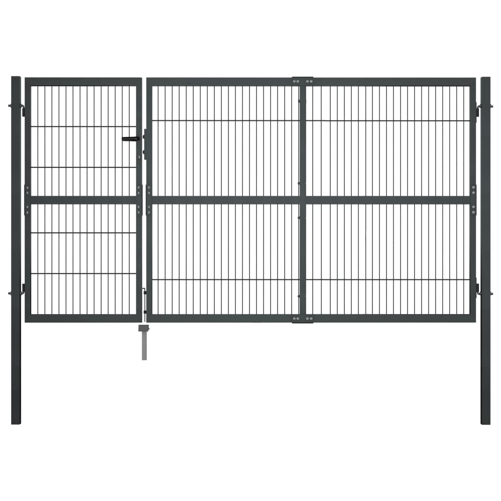 Zahradní brána se sloupky ocel 350 x 140 cm antracitová