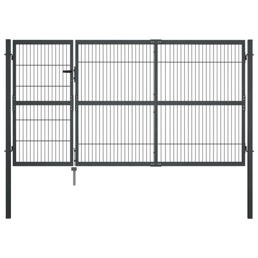 Zahradní brána se sloupky ocel 350 x 140 cm antracitová
