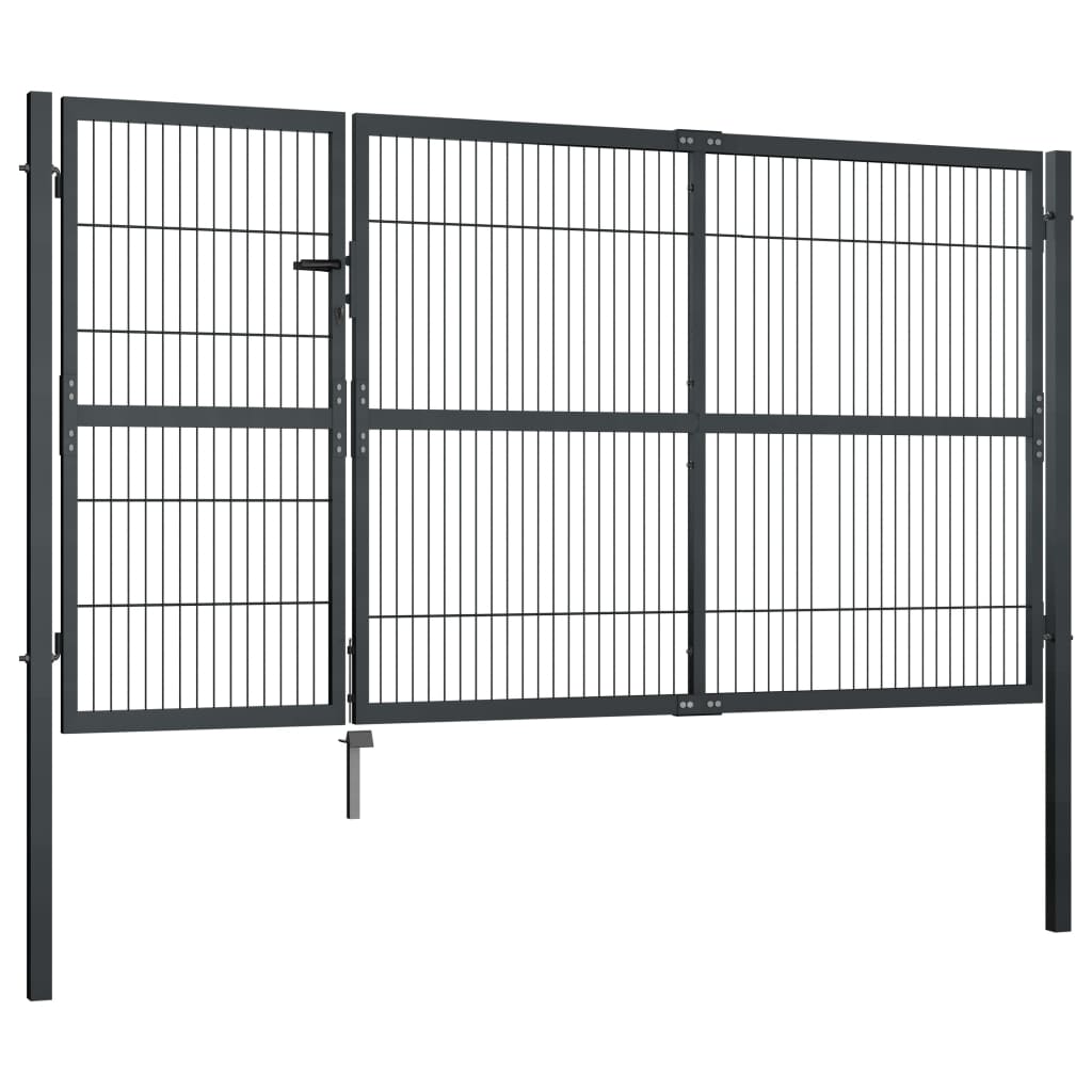Zahradní brána se sloupky ocel 350 x 140 cm antracitová
