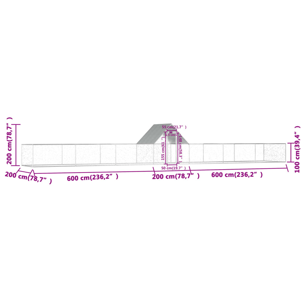 Klec pro kuřata 14 x 2 x 2 m pozinkovaná ocel