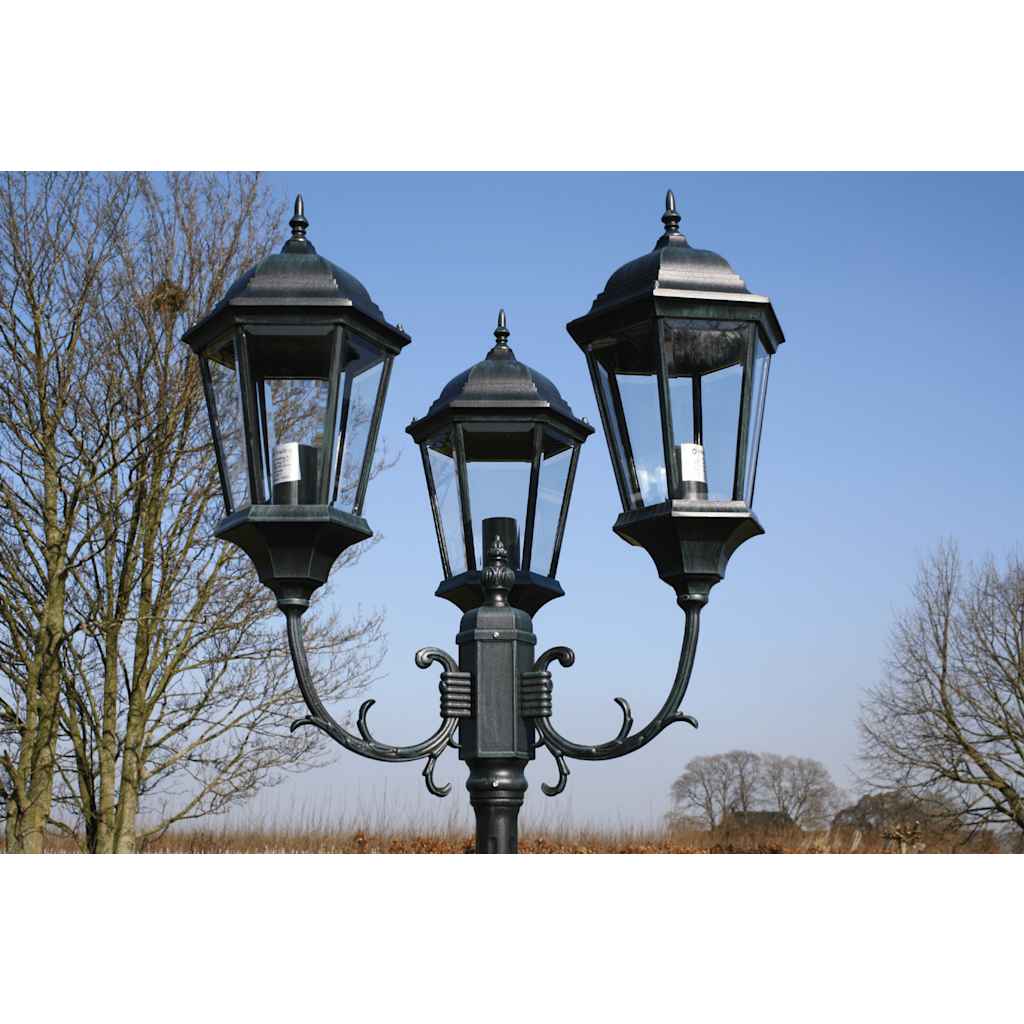 Zahradní lampa Brighton se 3 rameny, 230 cm, tmavě zelená / černá