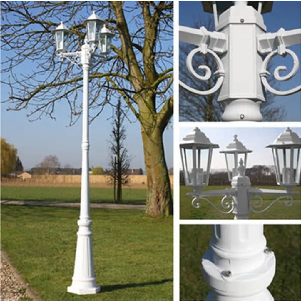Zahradní lampa Kingston, kandelábr se 3 rameny 215 cm, bílý