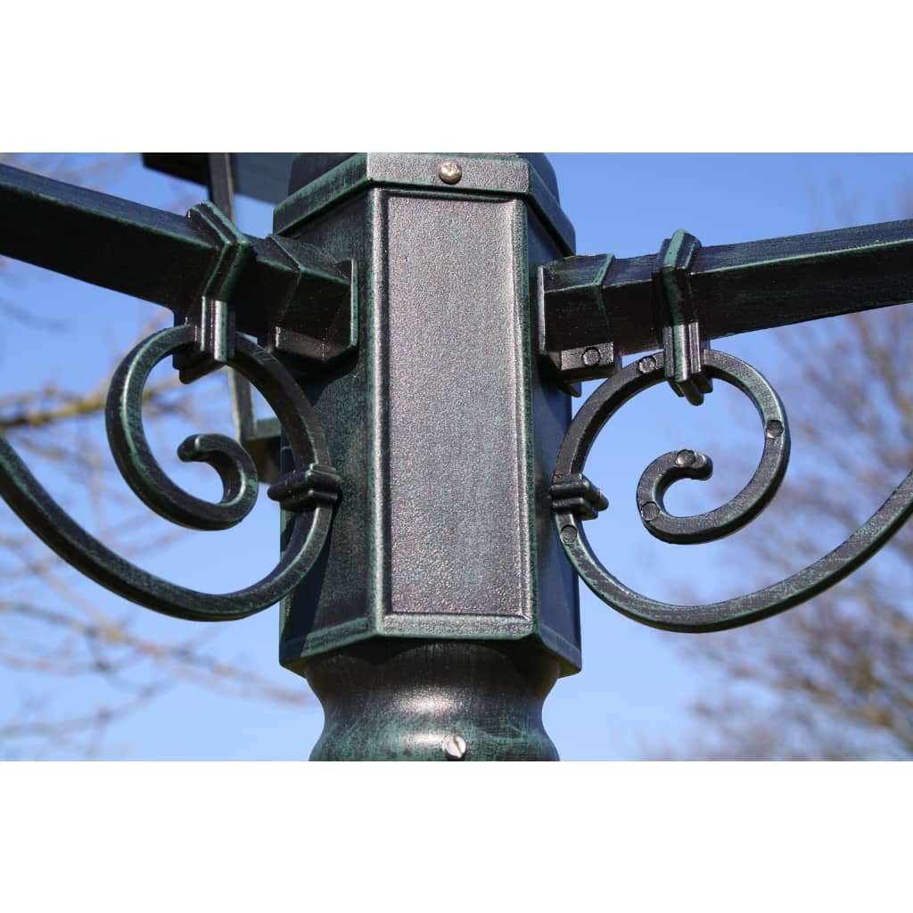 Zahradní lampa vysoká 3 ramena 215 cm tmavě zelená/černá hliník