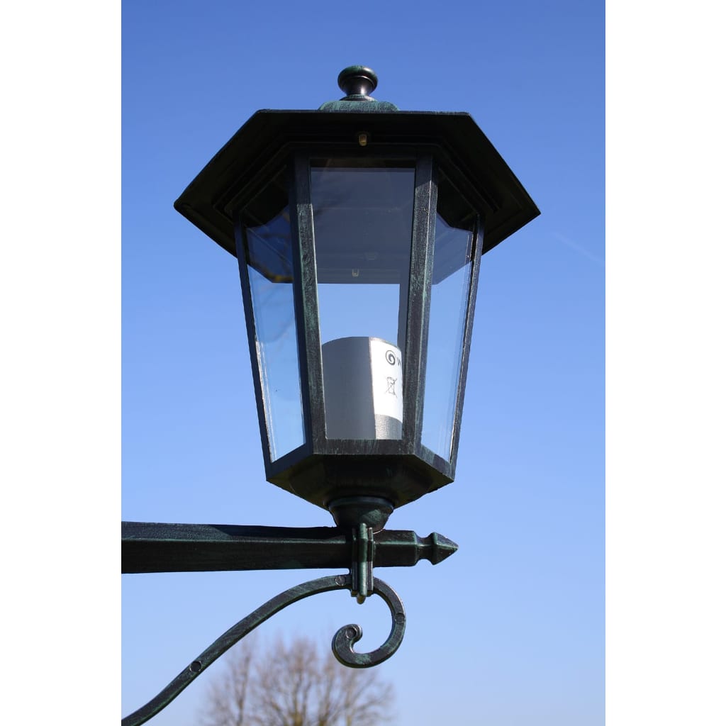Zahradní lampa vysoká 2 ramena 215 cm tmavě zelená/černá hliník