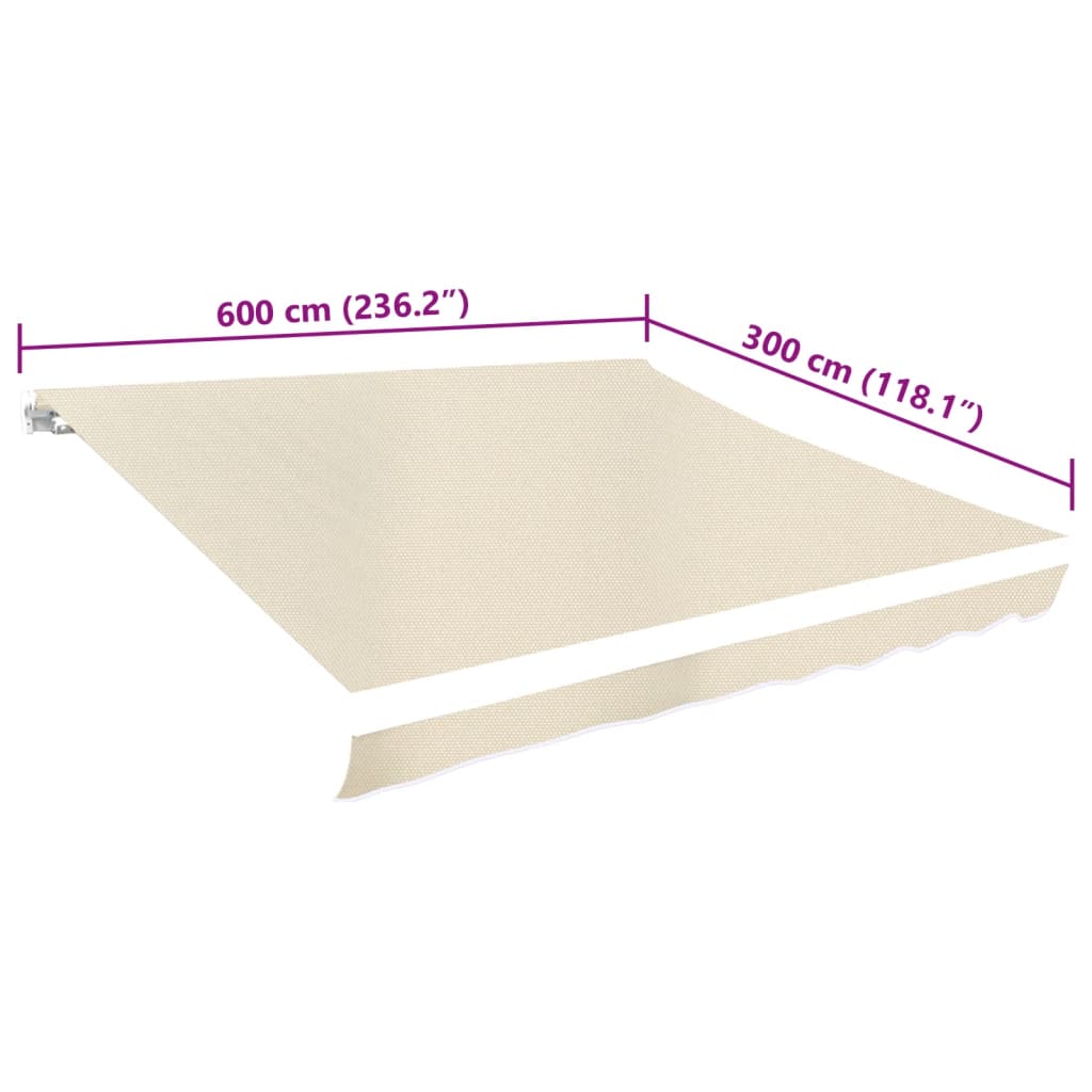 Plachta na markýzu plátěná krémová 6 x 3 m (bez rámu)