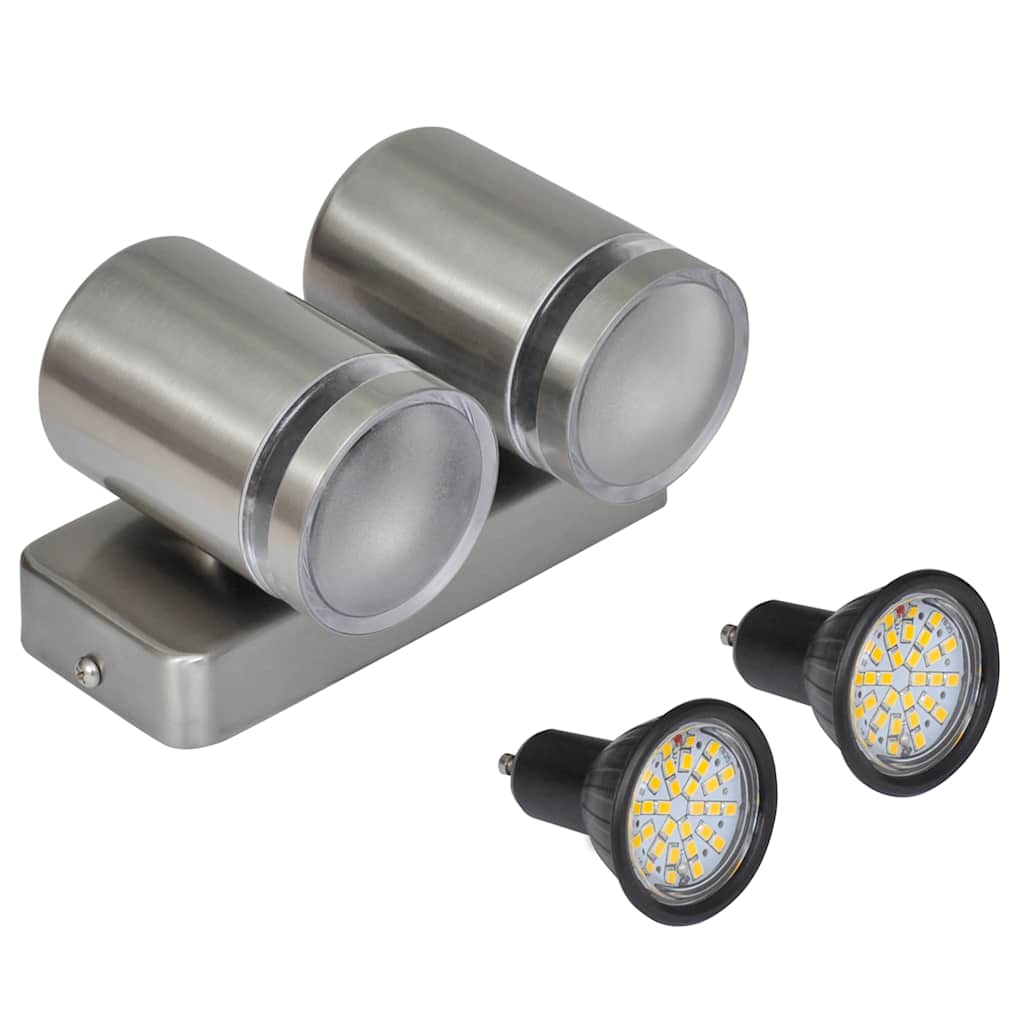 LED nástěnné svítidlo nerezová ocel dole s kuželovou hlavou