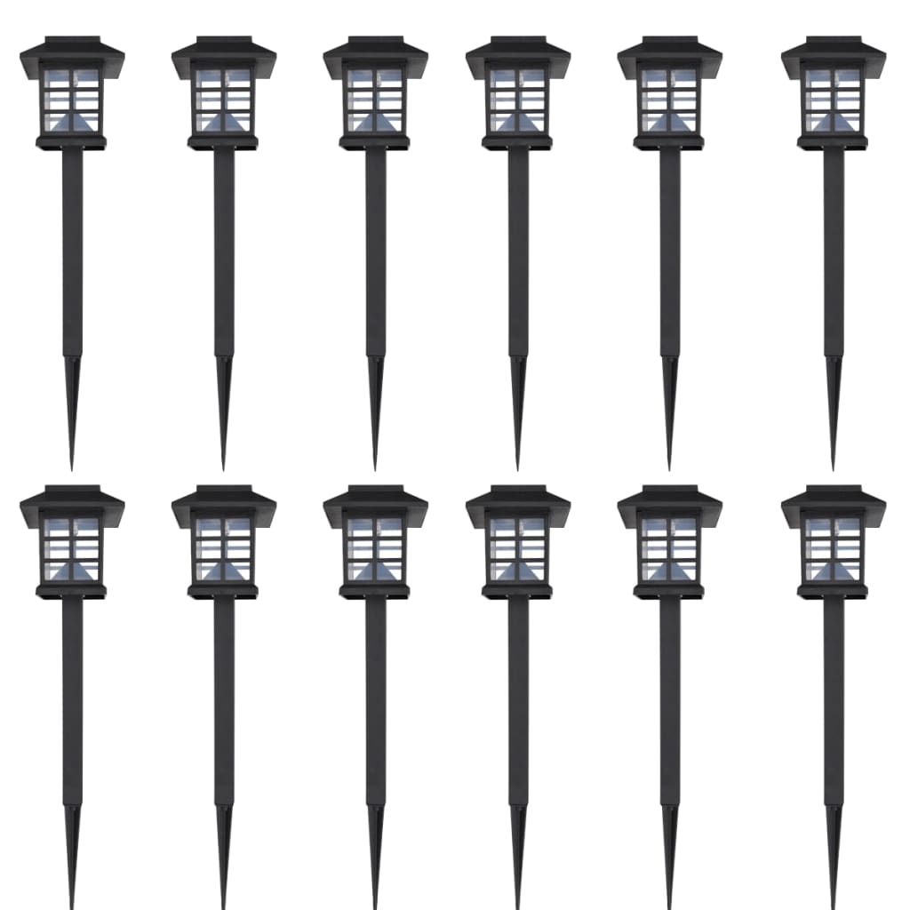 Venkovní solární LED lampa s hrotem, sada 12 ks, 8,6 x 8,6 x 38 cm