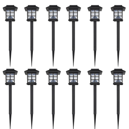 Venkovní solární LED lampa s hrotem, sada 12 ks, 8,6 x 8,6 x 38 cm