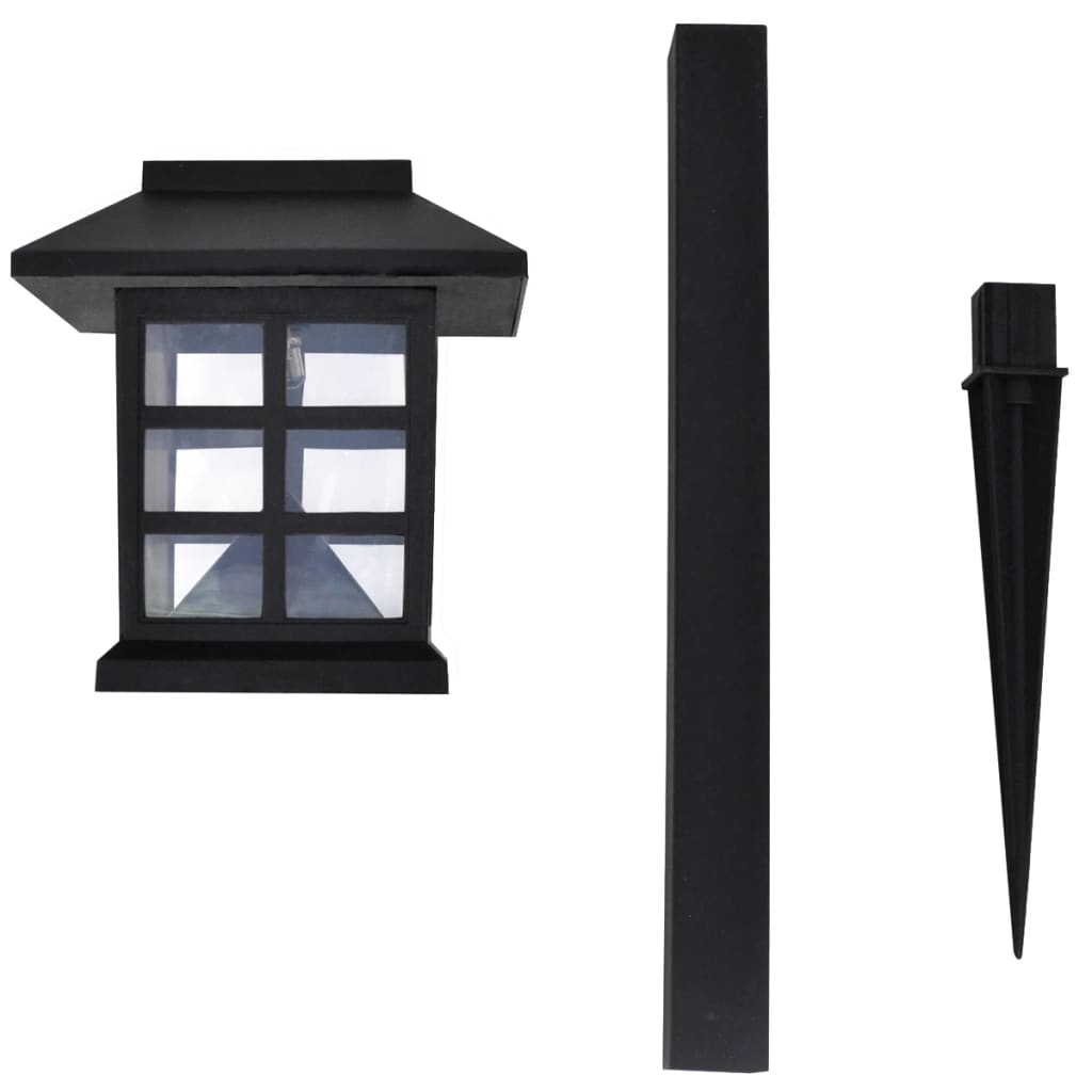 Venkovní solární LED lampa s hrotem, sada 12 ks, 8,6 x 8,6 x 38 cm