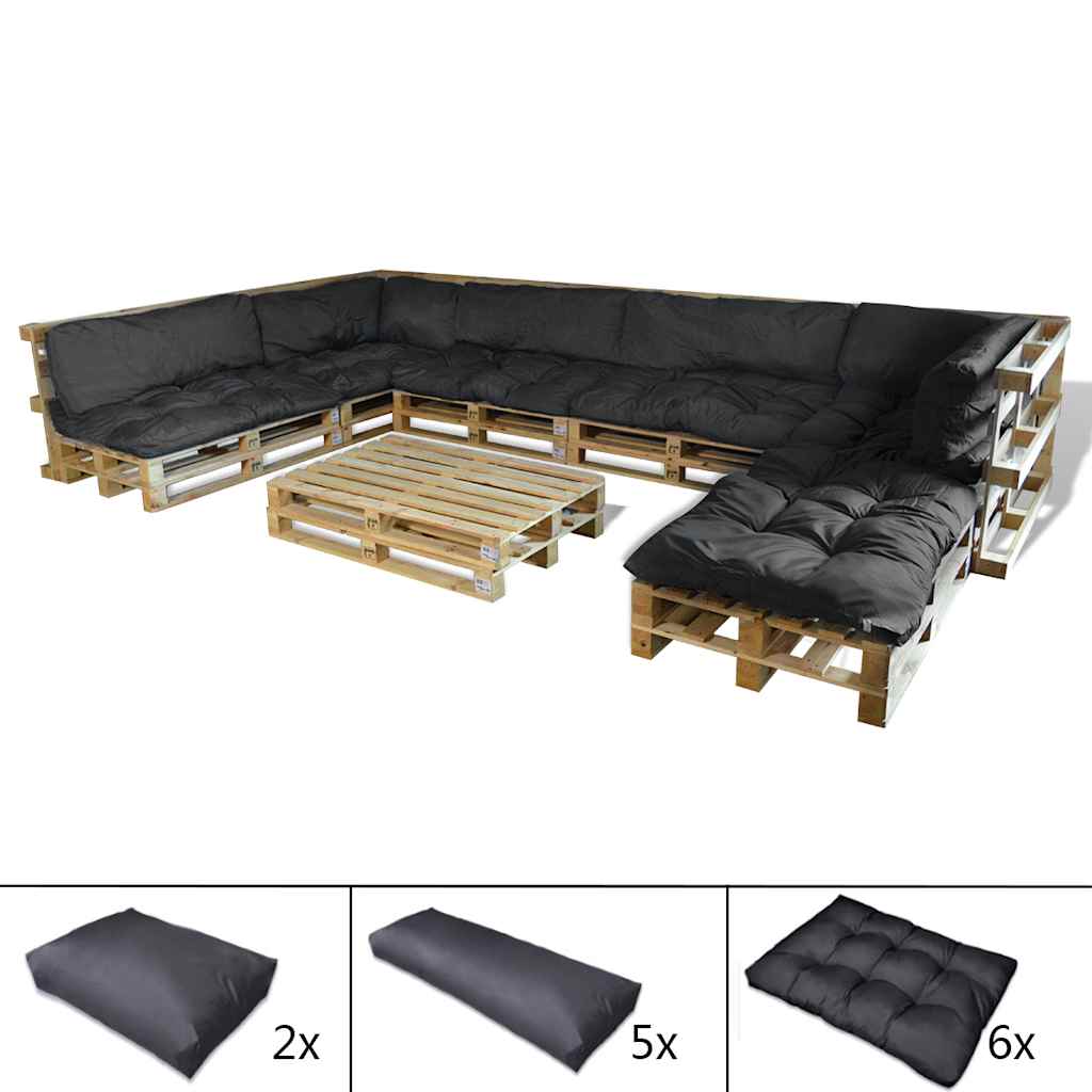 Polstrovaný pohovkový polštář 13 pcs Černá 120 x 80 x 10 cm