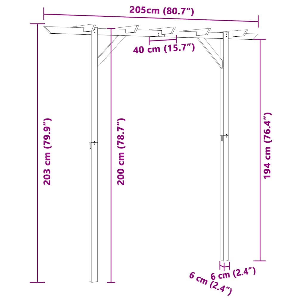 Zahradní pergola 205 x 40 x 203 cm dřevo