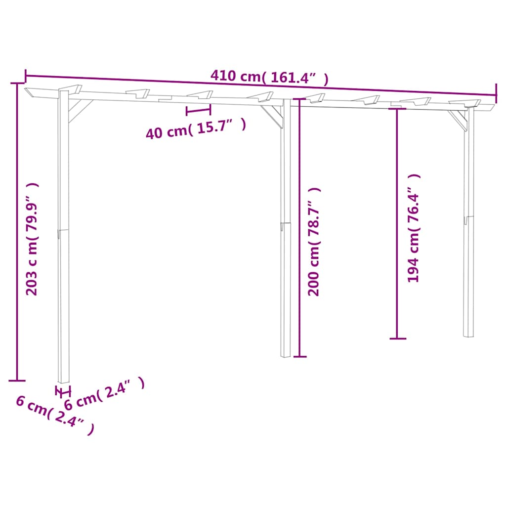 Zahradní pergola 410 x 40 x 203 cm dřevo