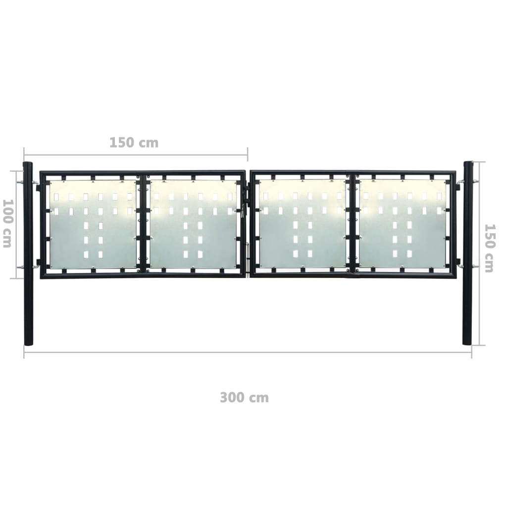 Černá jednokřídlá plotová brána 300 x 150 cm