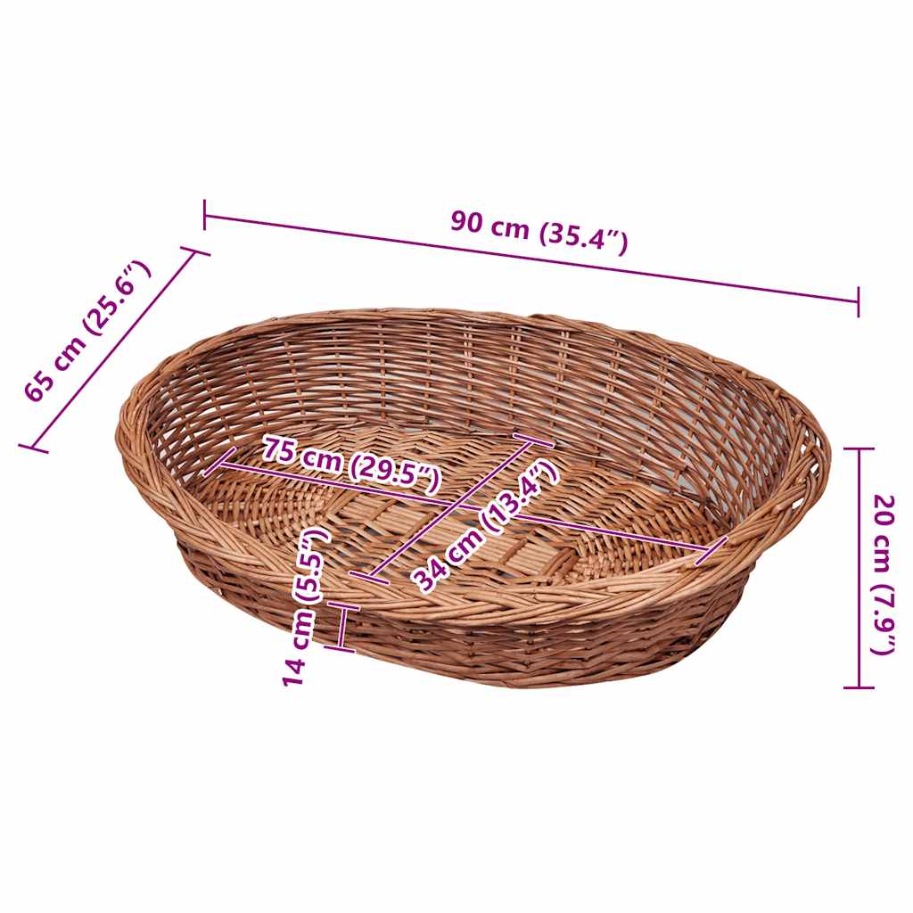 Proutěný koš / pelech pro psa přírodní 90 cm