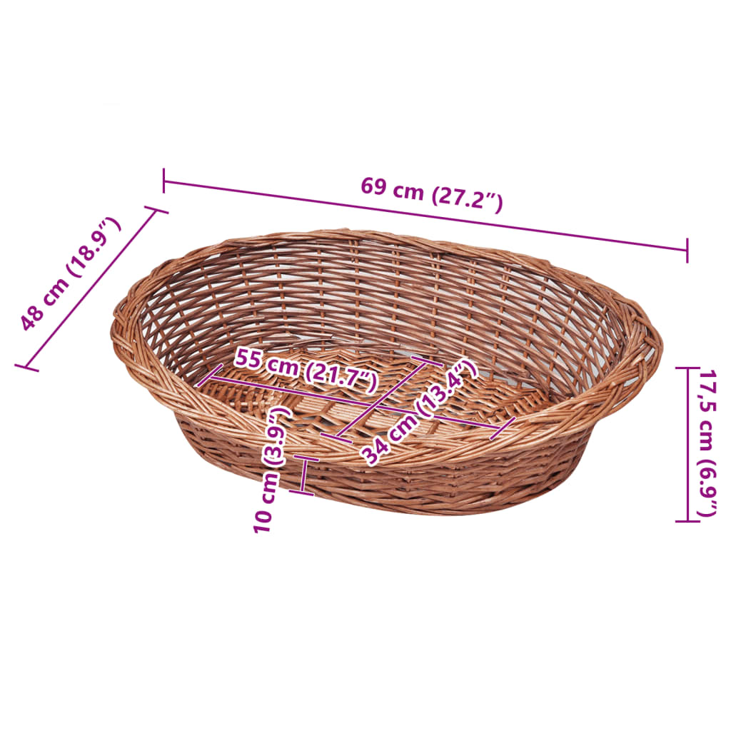 Proutěný koš / pelech pro psa přírodní 69 cm