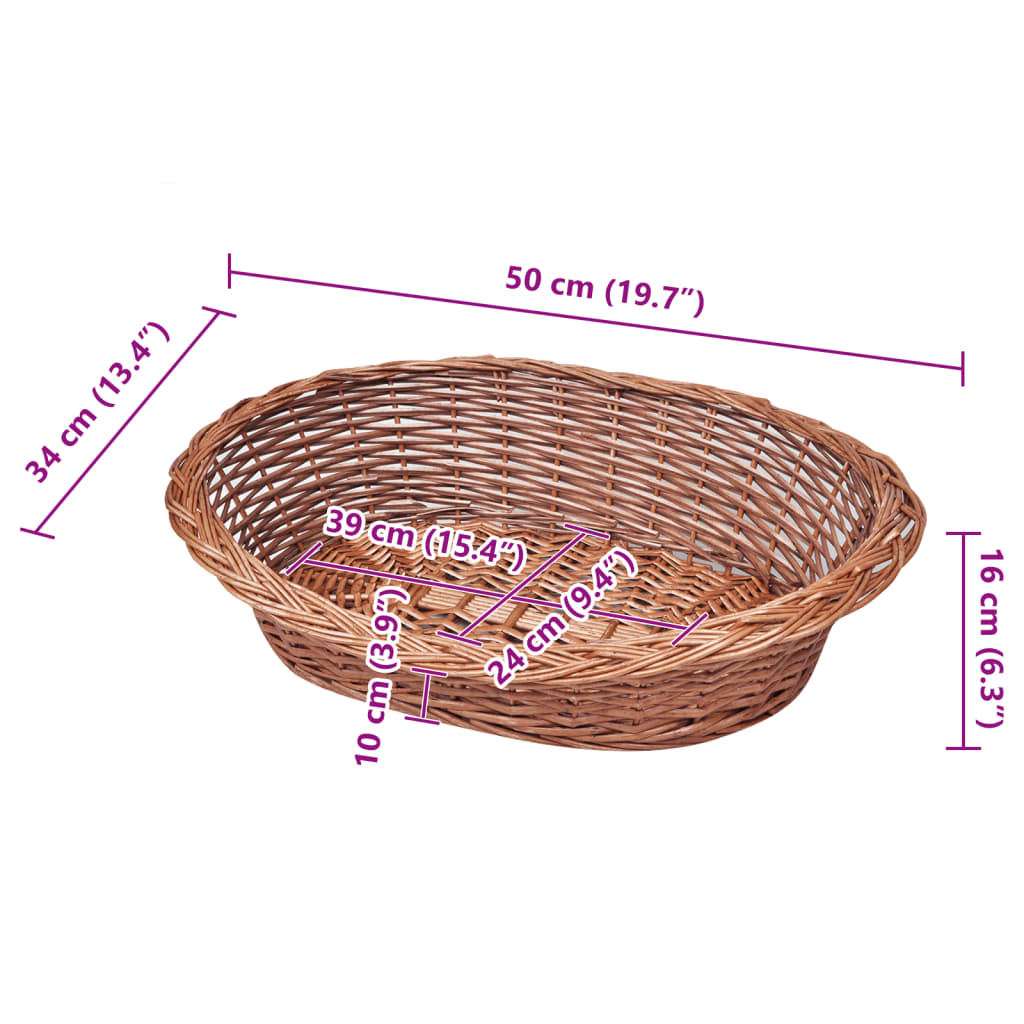 Proutěný koš / pelech pro psa přírodní 50 cm
