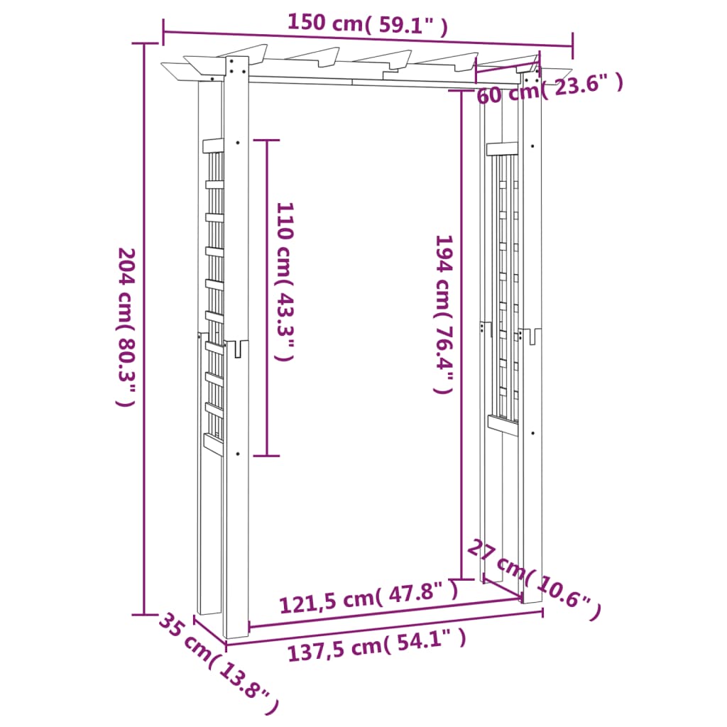 Besídka / růžový oblouk 150x60x204 cm impregnované dřevo