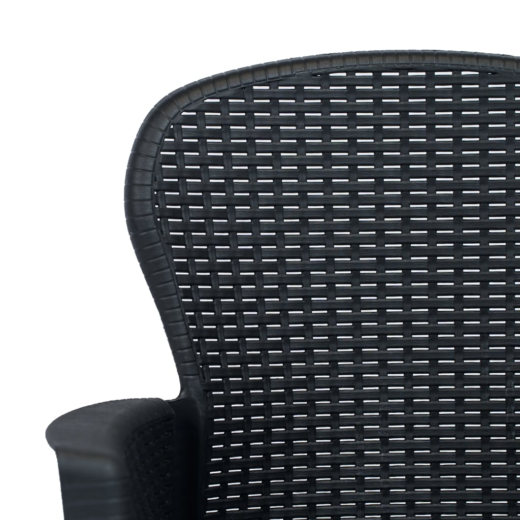 Zahradní židle 2 ks + podušky antracitové plast ratanový vzhled