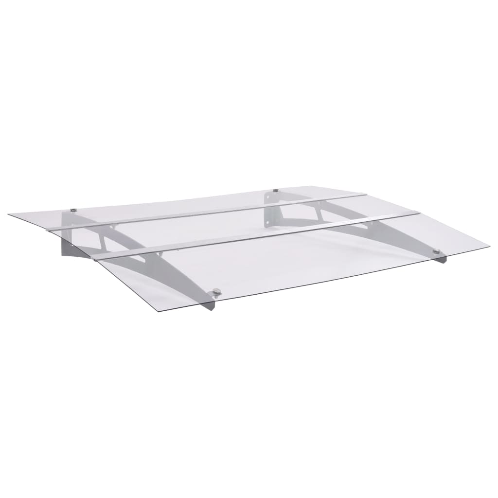 Vchodová stříška stříbrná a průhledná 120 x 90 cm polykarbonát
