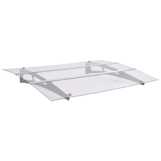 Vchodová stříška stříbrná a průhledná 120 x 90 cm polykarbonát