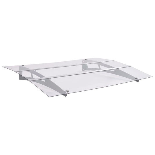 Stříška na dveře stříbrná a průhledná 150x90 cm PET