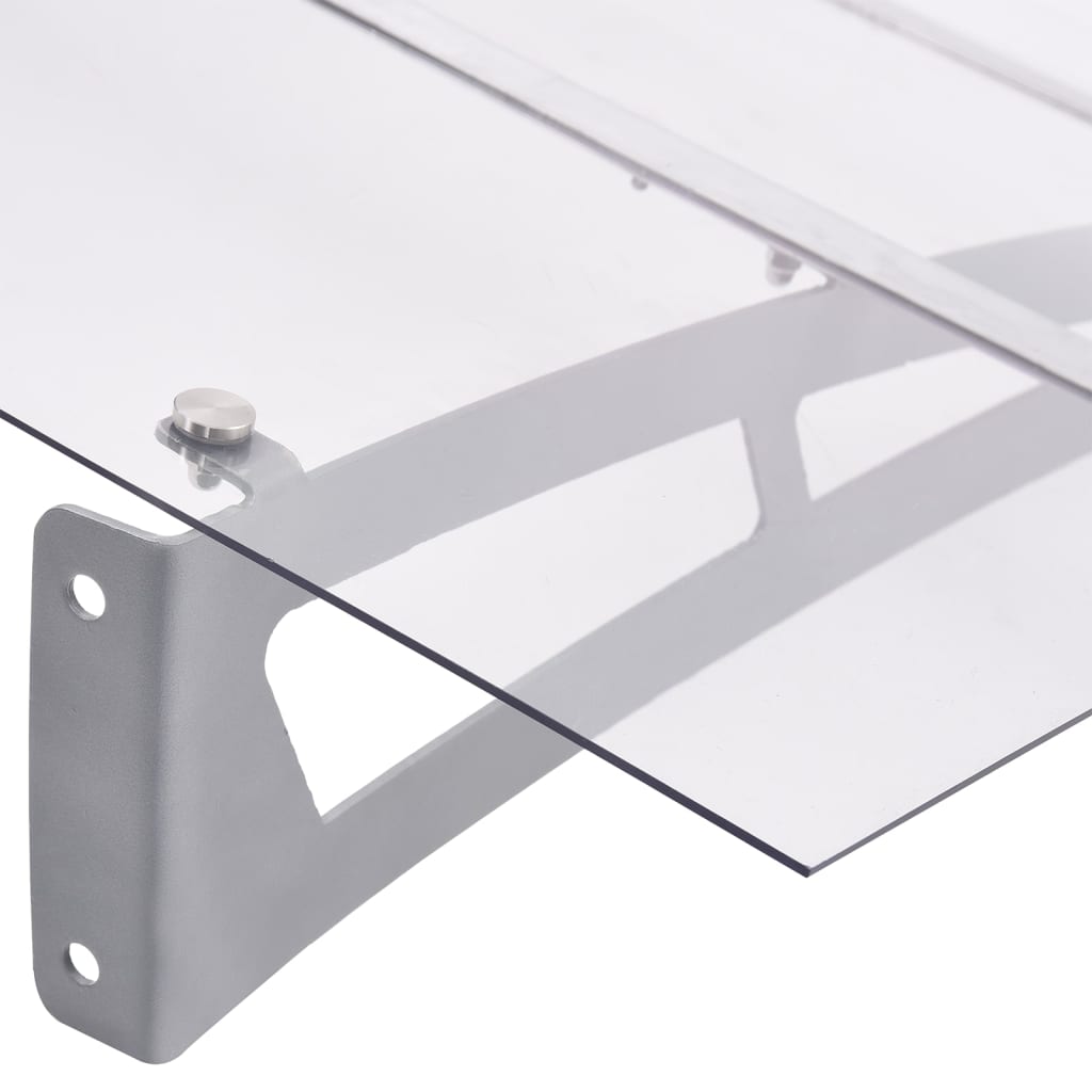 Stříška na dveře stříbrná a průhledná 150x90 cm PET