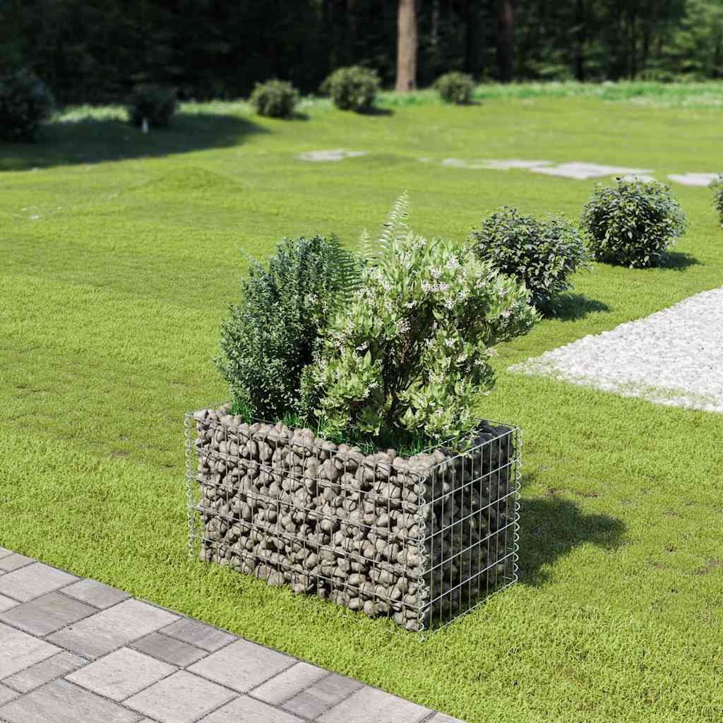 Gabionový vyvýšený záhon pozinkovaná ocel 90 x 50 x 50 cm