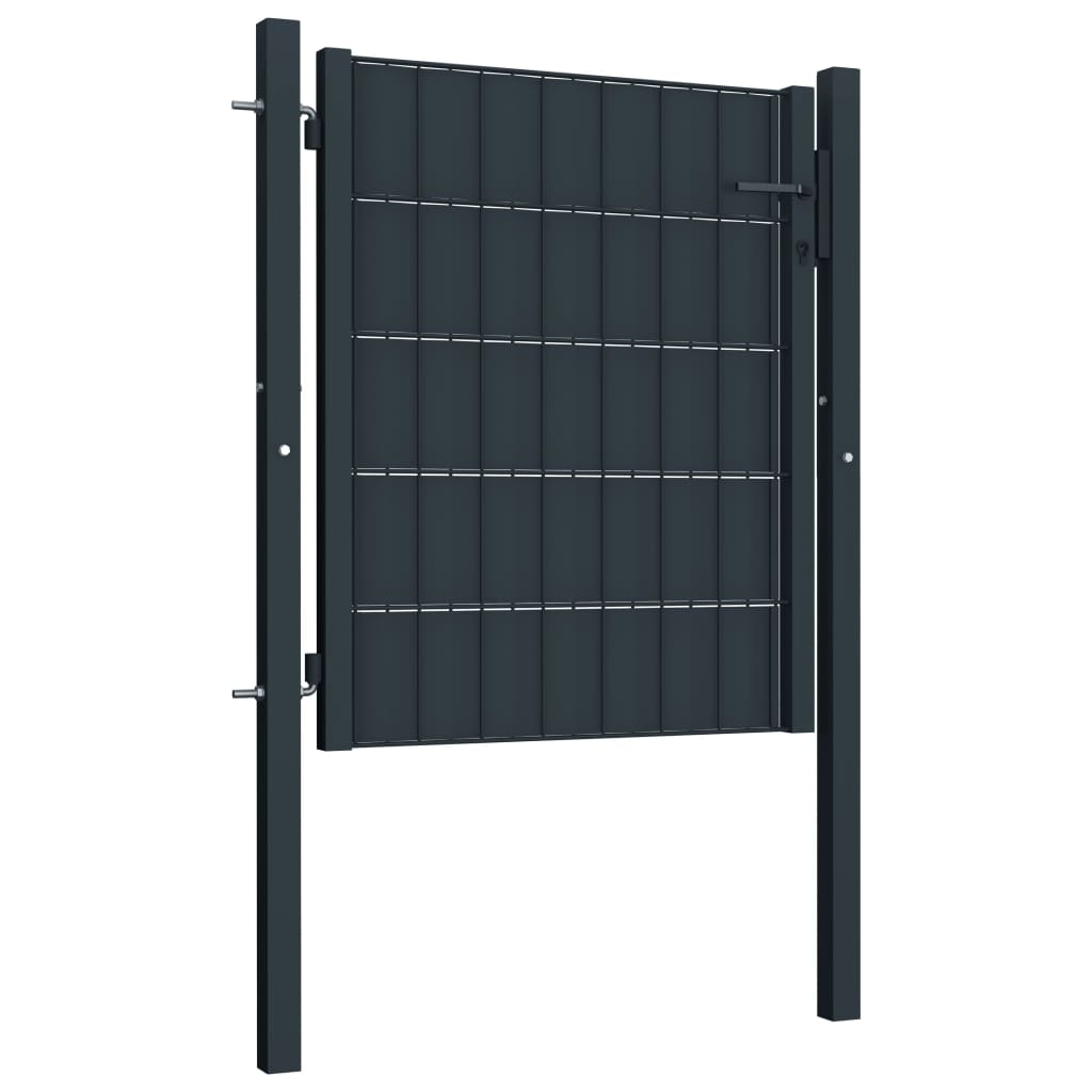 Plotová branka PVC a ocel 100 x 81 cm antracitová