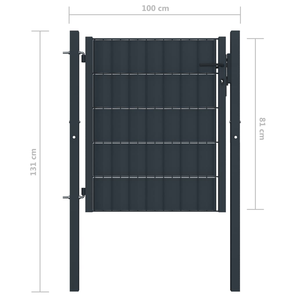 Plotová branka PVC a ocel 100 x 81 cm antracitová